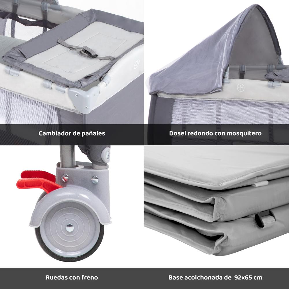 Foto 5 pulgar | Cuna Corral Bamby Gris Plegable