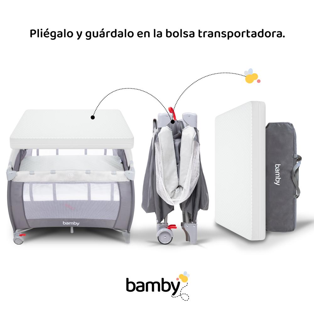 Foto 8 pulgar | Cuna Corral Bamby Gris Plegable