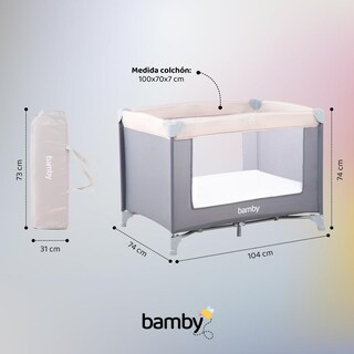 Foto 8 | Corral Para Bebé Bamby Combo-Bambyd-4 Plegable Portátil Con Colchón Impermeable