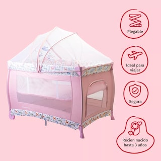 Foto 4 | Cuna Corral Aeiou Bc003 Plegado Fácil Color Rosa Para Bebé