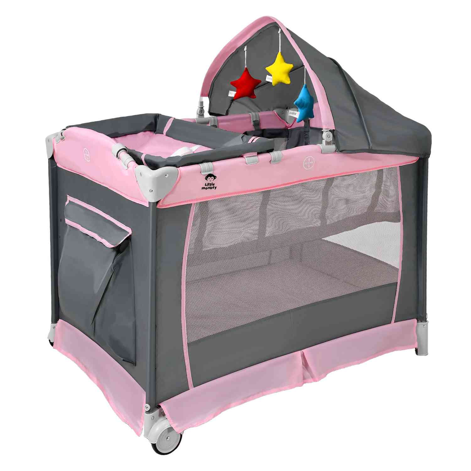 Foto 1 | Cuna para Bebé Little Monkey con Ruedas Rosa