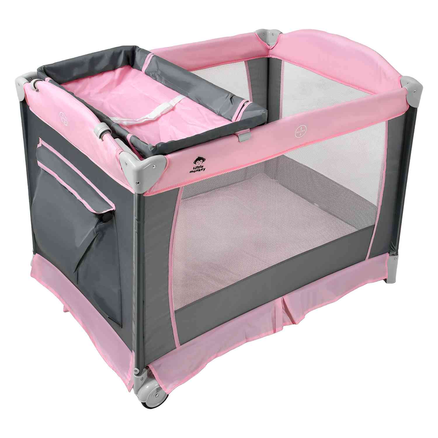 Foto 2 | Cuna para Bebé Little Monkey con Ruedas Rosa