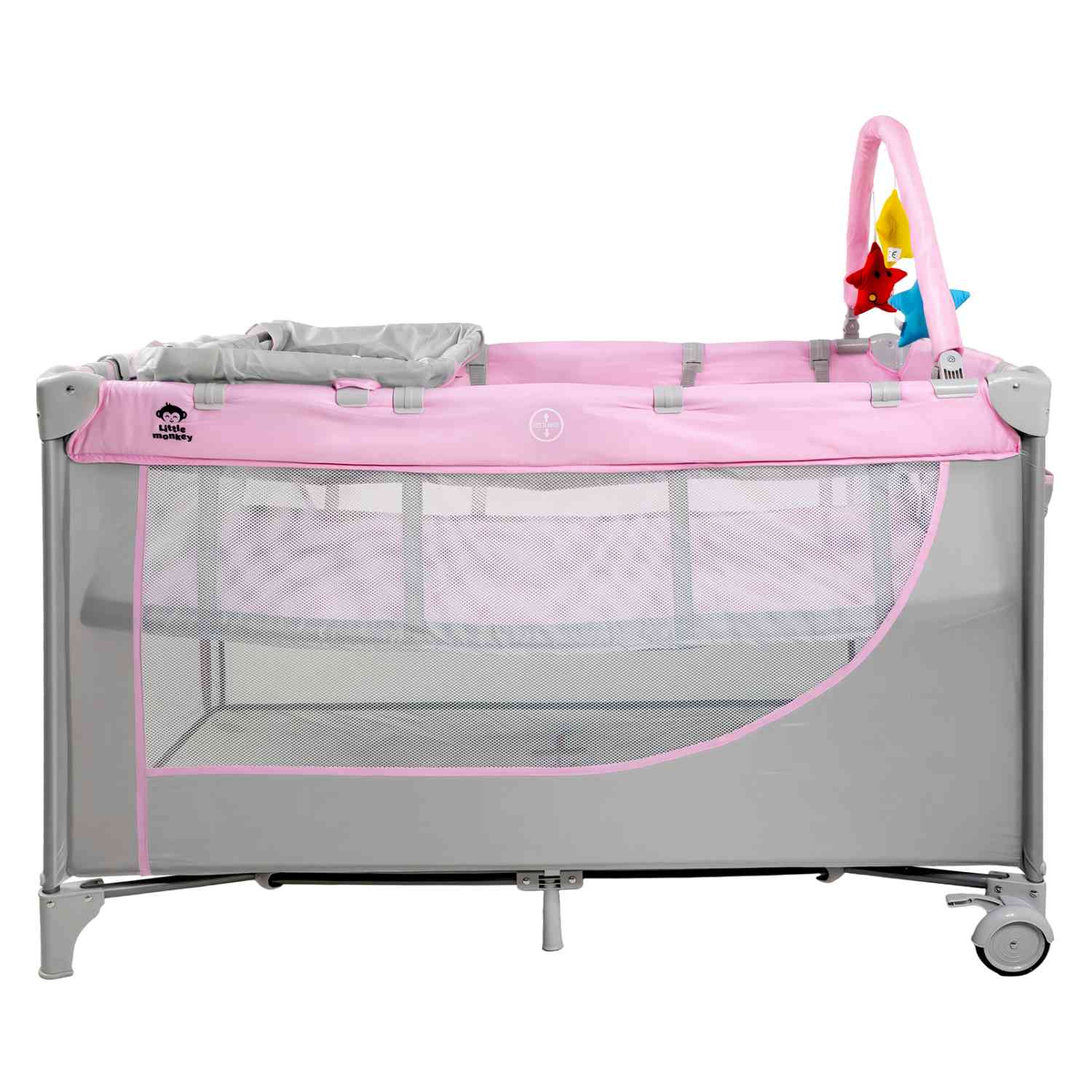 Foto 2 | Cuna para Bebé Little Monkey Cambiador 4 en 1 con Ruedas Plegable Rosa