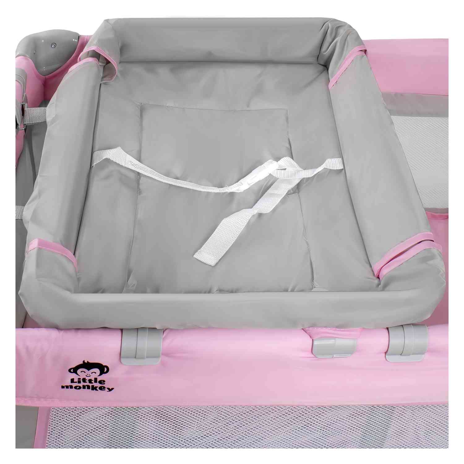 Foto 7 | Cuna para Bebé Little Monkey Cambiador 4 en 1 con Ruedas Plegable Rosa