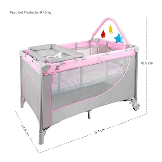 Foto 8 | Cuna para Bebé Little Monkey Cambiador 4 en 1 con Ruedas Plegable Rosa