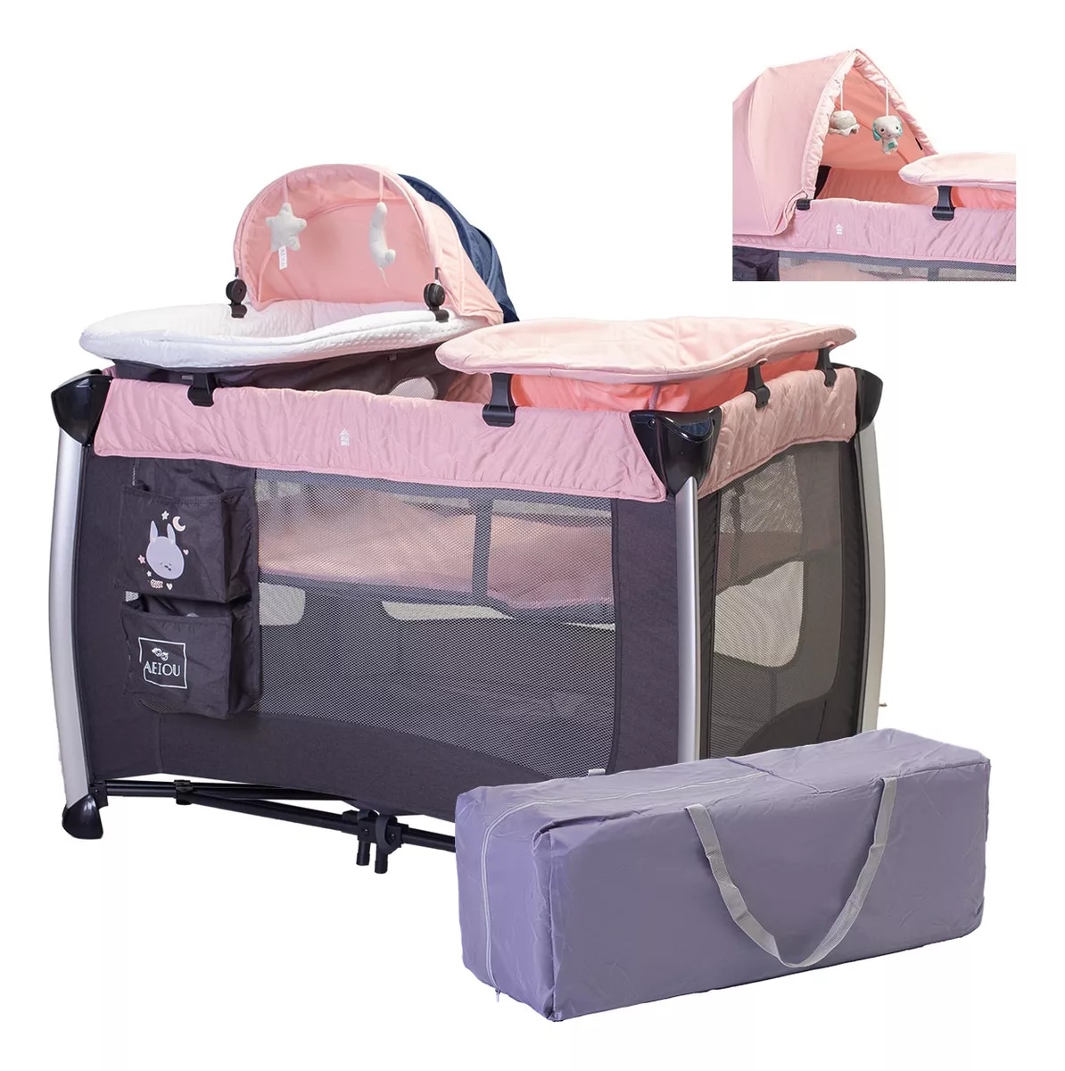 Cuna Corral Bebé Aeiou P1003 Viajero Con Moisés Y Cambiador $2,743