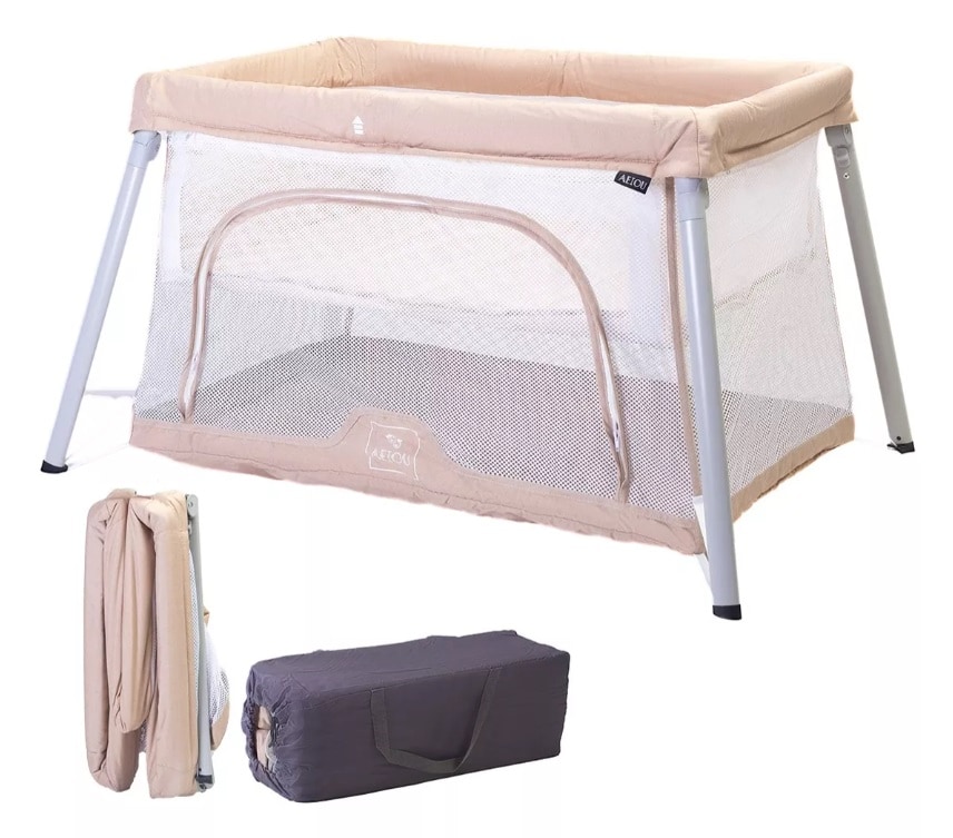 Cuna Corral Para Bebé Aeiou C93 Viajero Compacto Beige $899