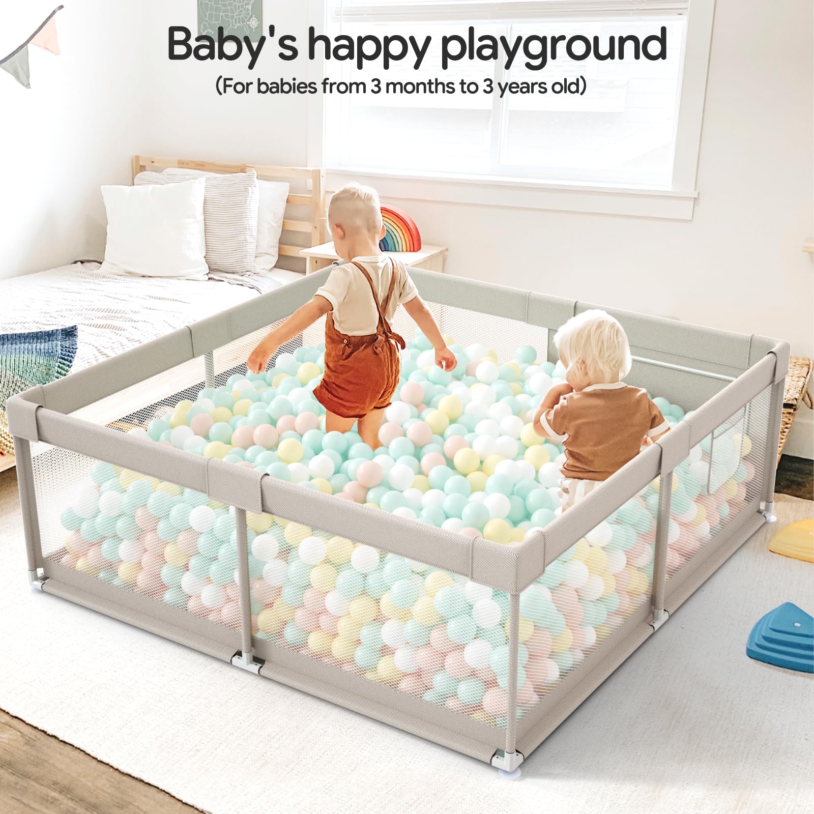 Foto 7 pulgar | Baby Playpen Fodoss Con Tapete De 180 X 150 Cm Para Bebés Y Niños Pequeños - Venta Internacional.