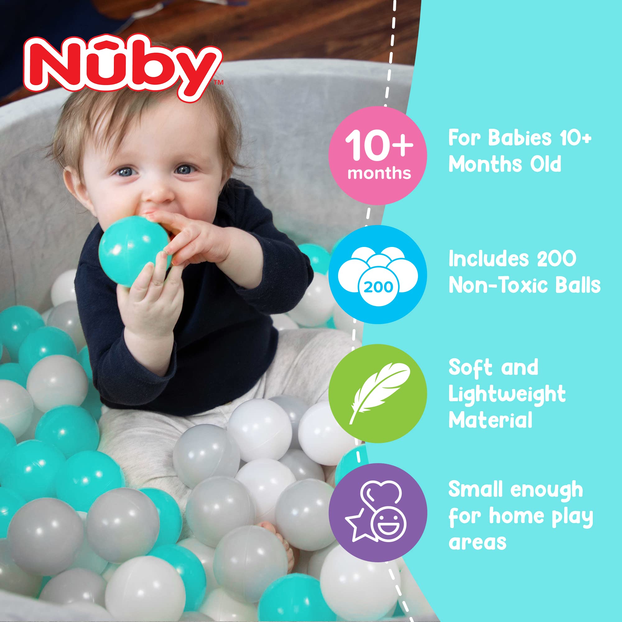 Foto 5 | Espuma Para Bebés Ball Pit Nuby Velvet Soft Play Con 200 Bolas - Venta Internacional.