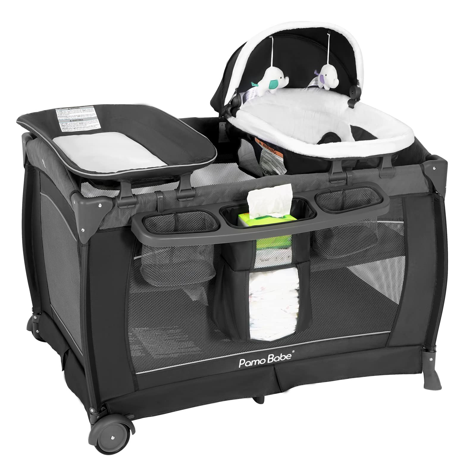 Centro De Guardería Playard Pamo Babe Deluxe Con Capazo Gris - Venta Internacional. $4,886