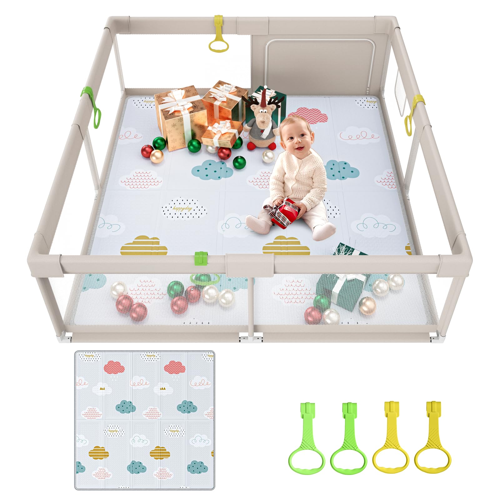 Parque Infantil Fodoss Extra Grande Con Tapete De 150 X 150 Cm Y Puerta - Venta Internacional. $2,558