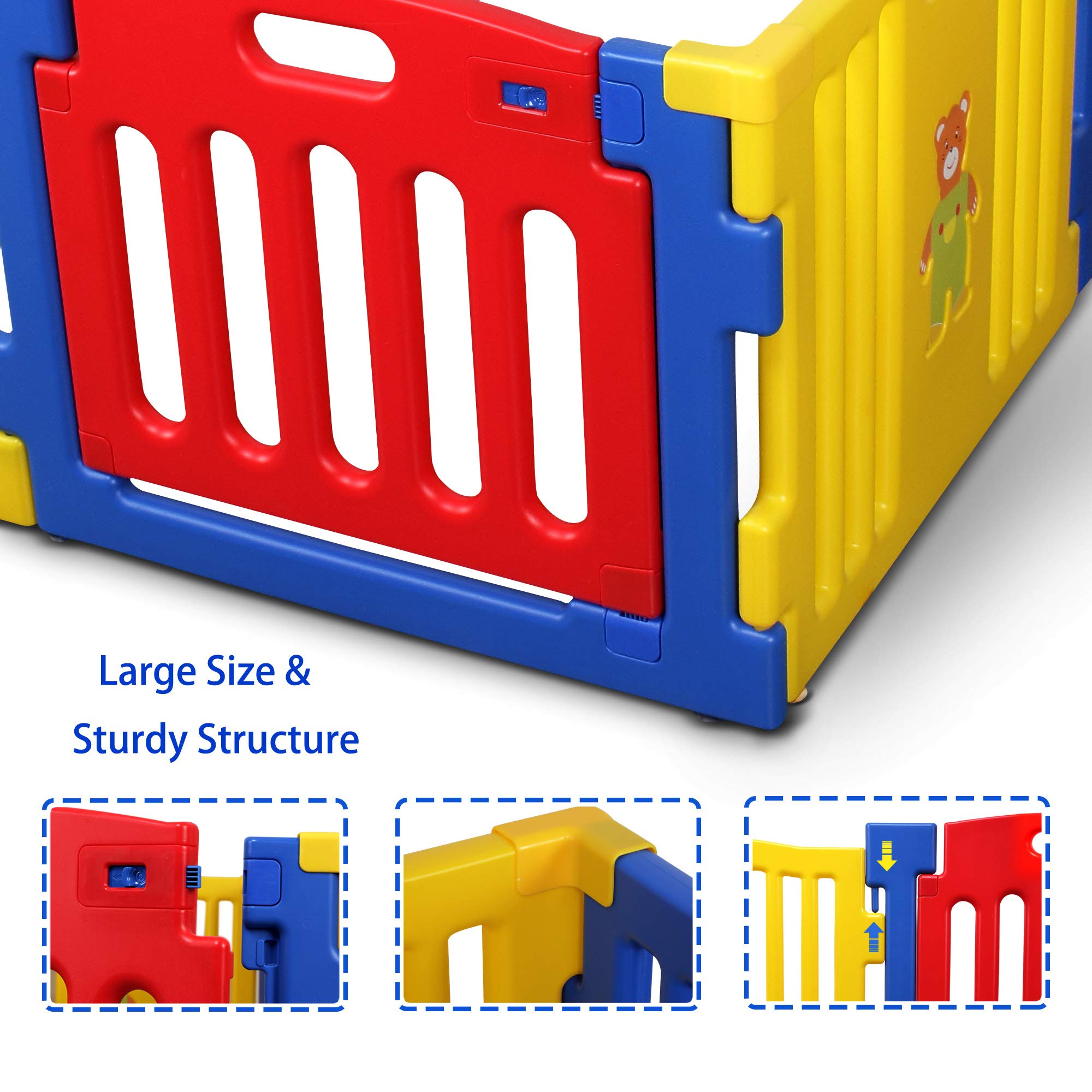 Foto 6 pulgar | Centro De Juegos De Seguridad Baby Playpen Kidzone De 8 Paneles (azul) - Venta Internacional.