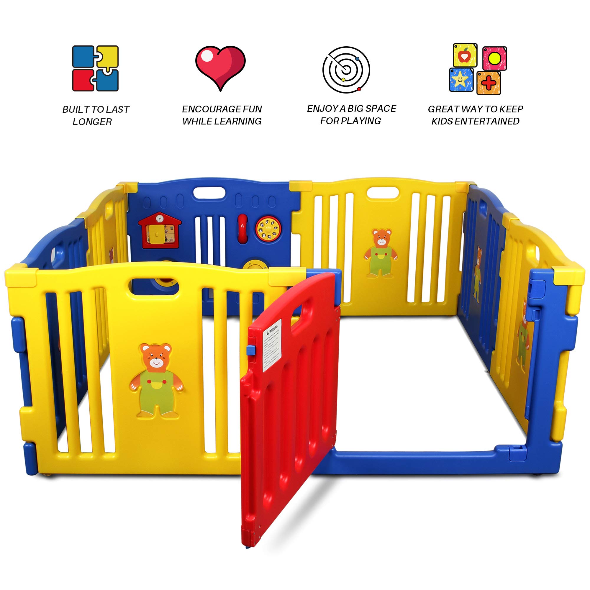 Foto 7 pulgar | Centro De Juegos De Seguridad Baby Playpen Kidzone De 8 Paneles (azul) - Venta Internacional.