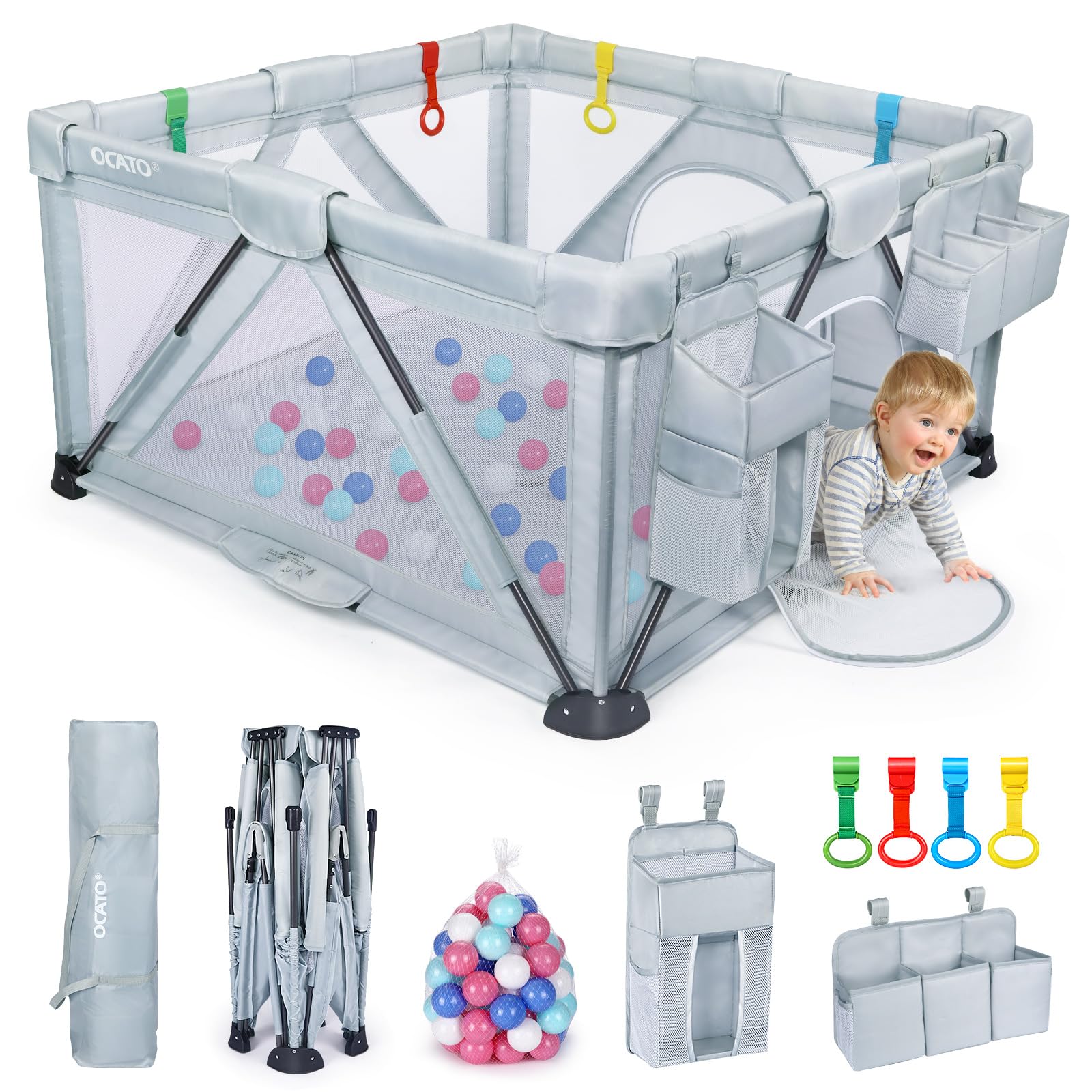 Foto 2 pulgar | Playpen Ocato Baby Plegable Para Bebés Y Niños Pequeños Con Accesorios - Venta Internacional.