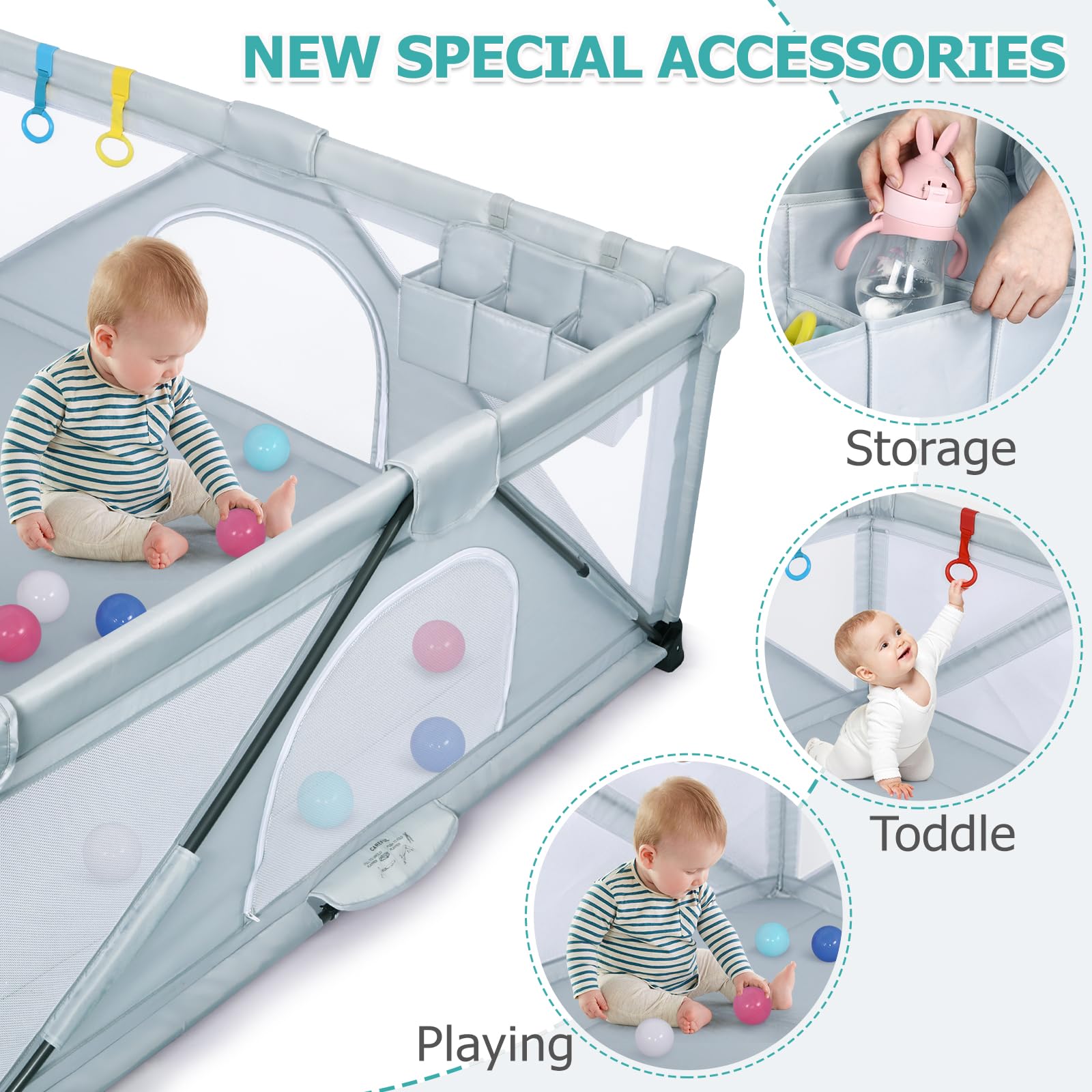 Foto 4 pulgar | Playpen Ocato Baby Plegable Para Bebés Y Niños Pequeños Con Accesorios - Venta Internacional.