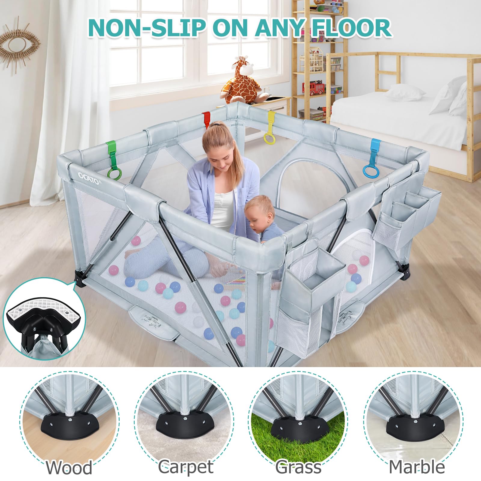 Foto 6 pulgar | Playpen Ocato Baby Plegable Para Bebés Y Niños Pequeños Con Accesorios - Venta Internacional.