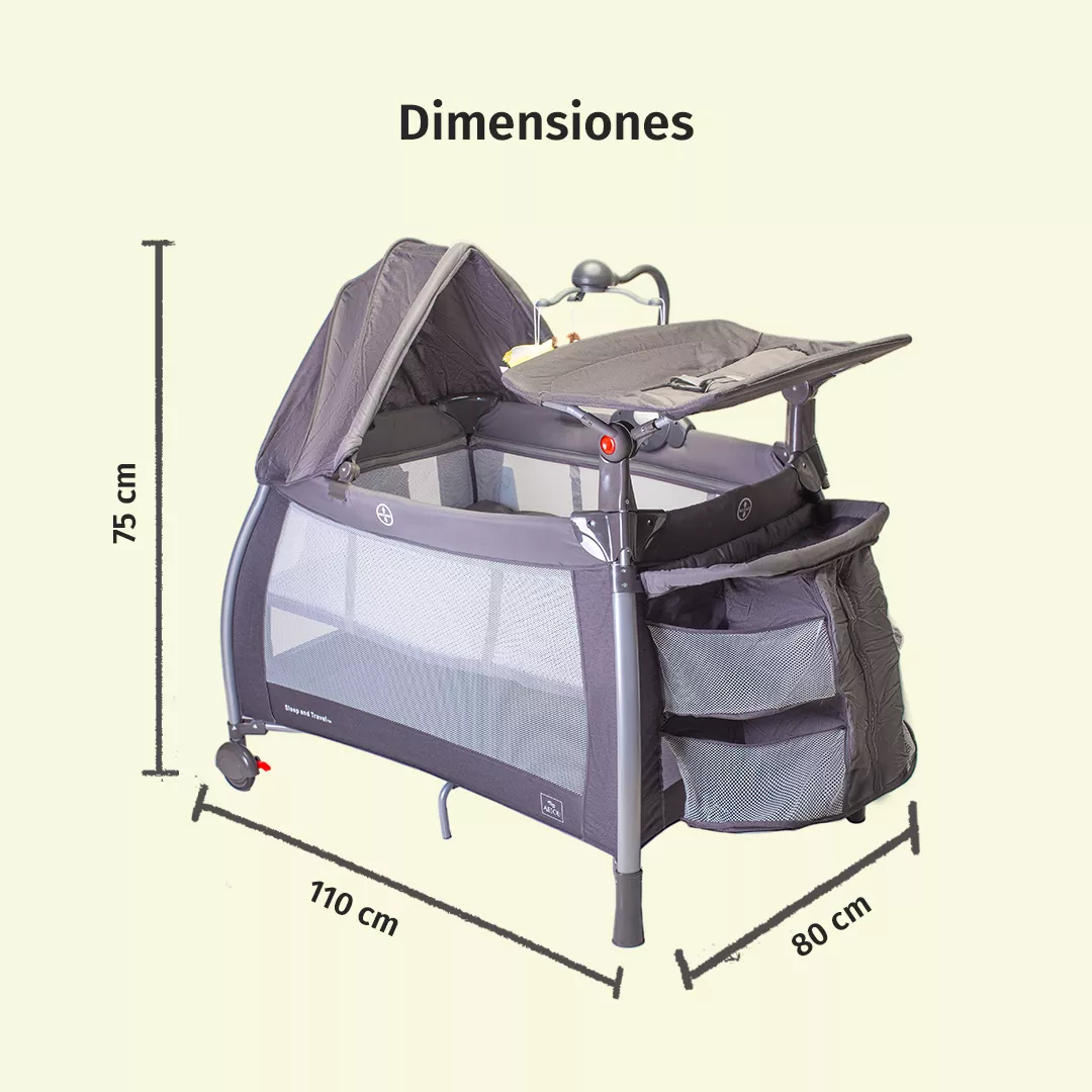 Foto 8 | Cuna Corral Para Bebé Aeiou C96-a Con Cambiador Alto Dark/grey