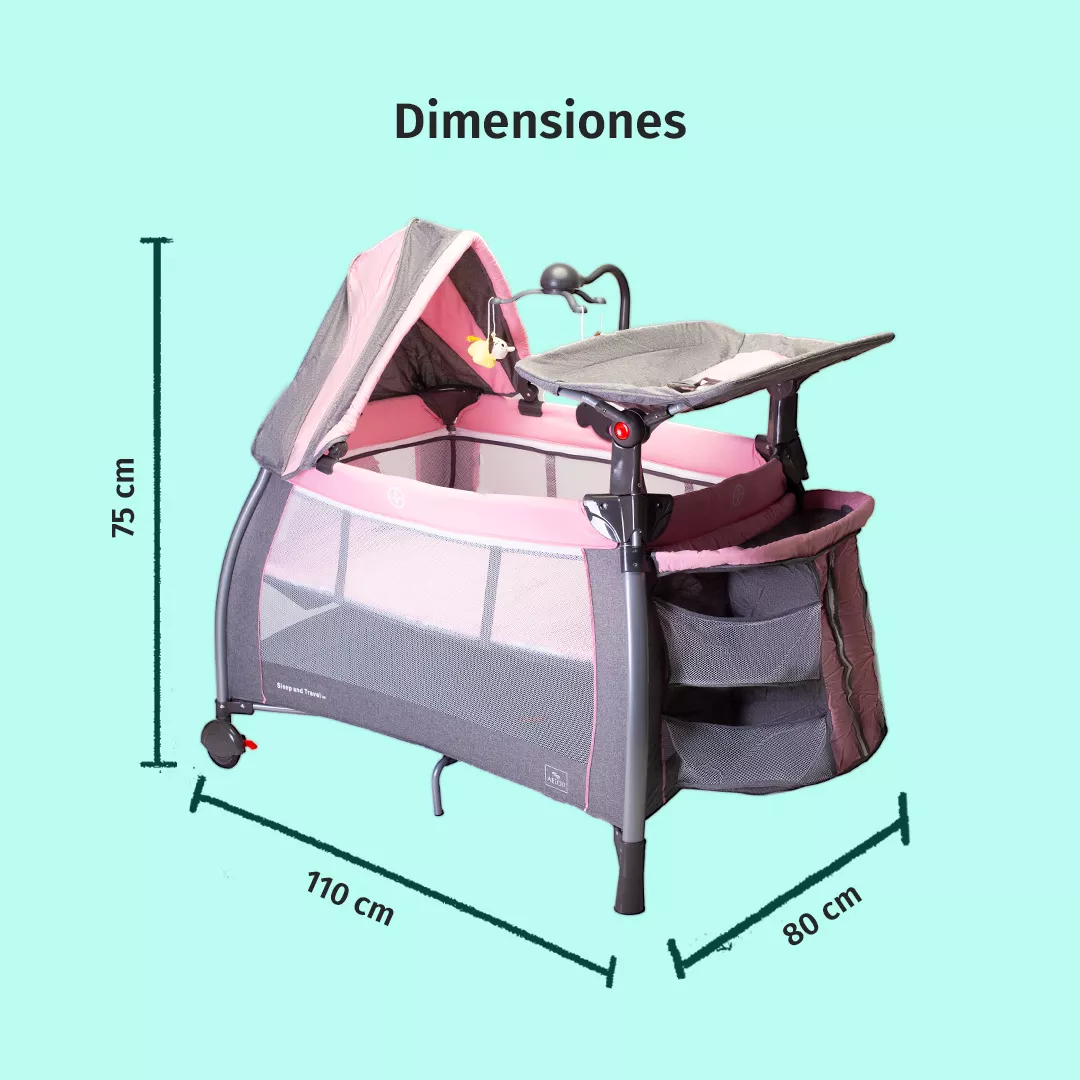 Foto 8 | Cuna Corral Para Bebé Aeiou C96-a Con Cambiador Alto Pink/grey