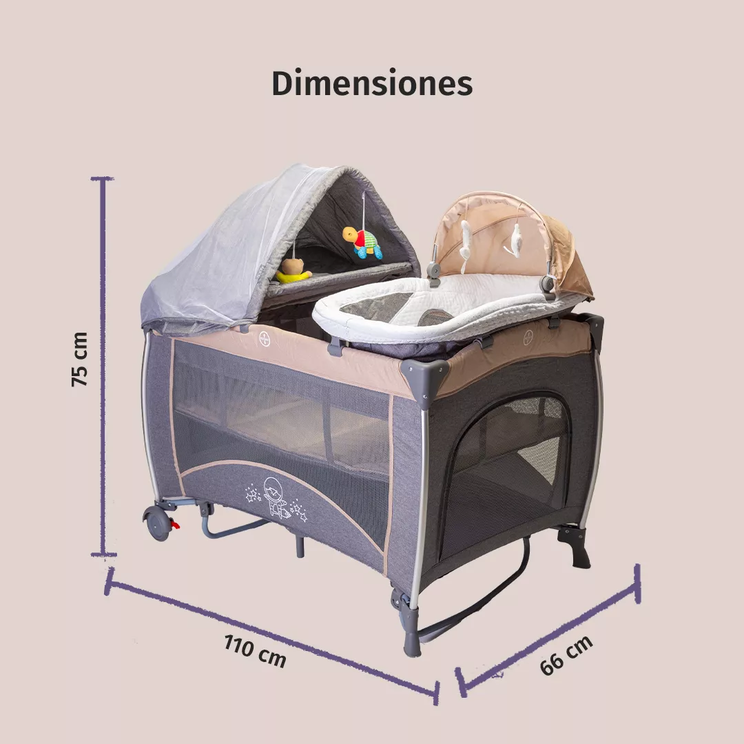 Foto 9 pulgar | Cuna Corral Para Bebé Aeiou P1002 Con Bambineto Y Cambiador Beige