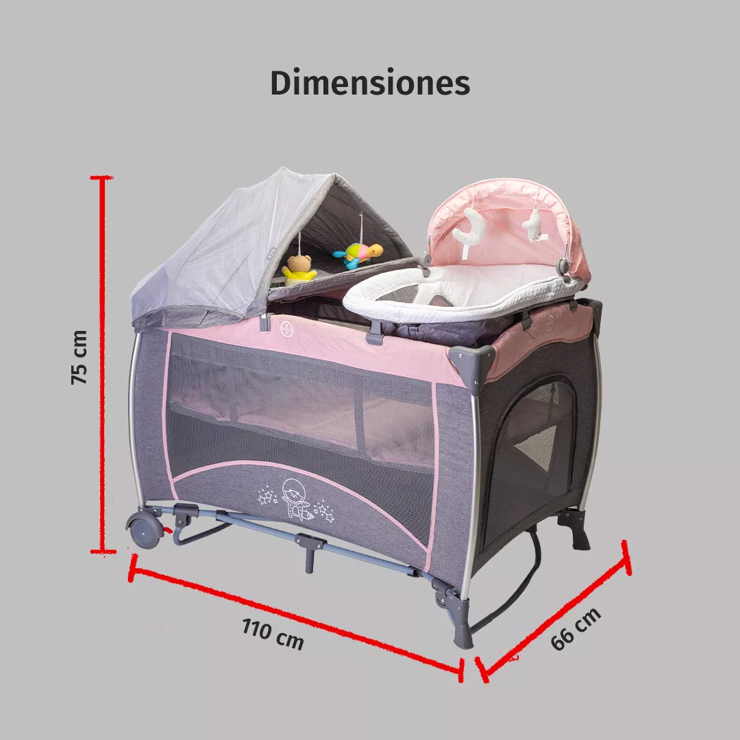 Foto 8 | Cuna Corral Para Bebé Aeiou P1002 Con Bambineto Y Cambiador Pink
