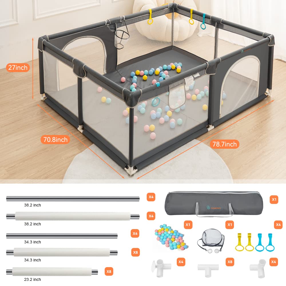 Foto 7 pulgar | Playpen Comomy Playard Extra Grande De 200 X 180 Cm Con Accesorios - Venta Internacional.