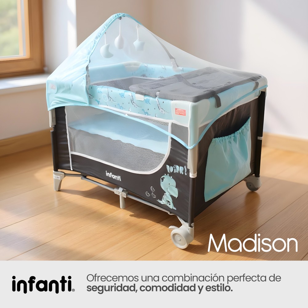 Foto 8 | Infanti Cuna De Viaje Madison Plegable Convertible A Colecho Rosa