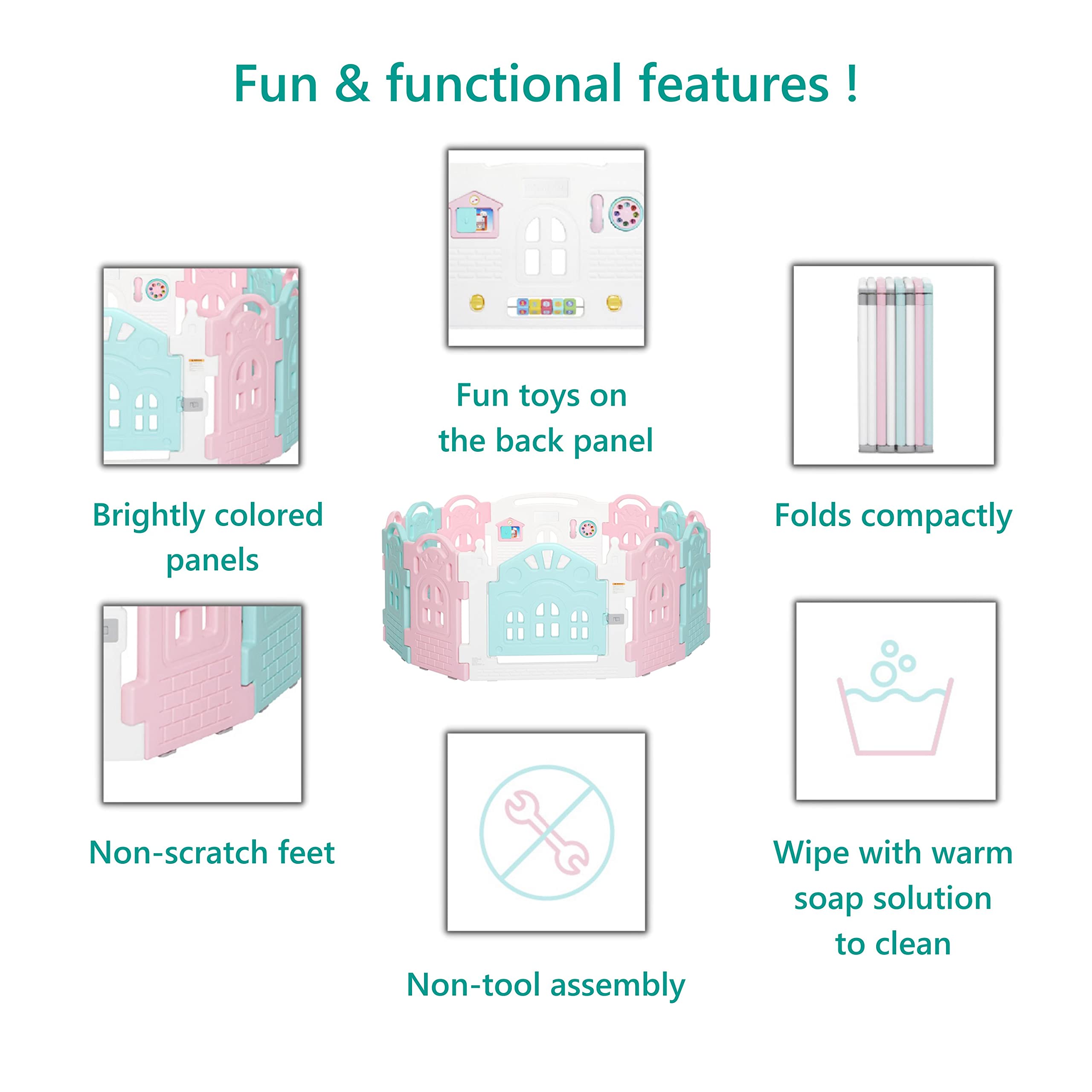 Foto 6 pulgar | Baby Playpen Dream On Me Rumi, 12 Paneles, Plegable, Color Rosa Y Azul - Venta Internacional.