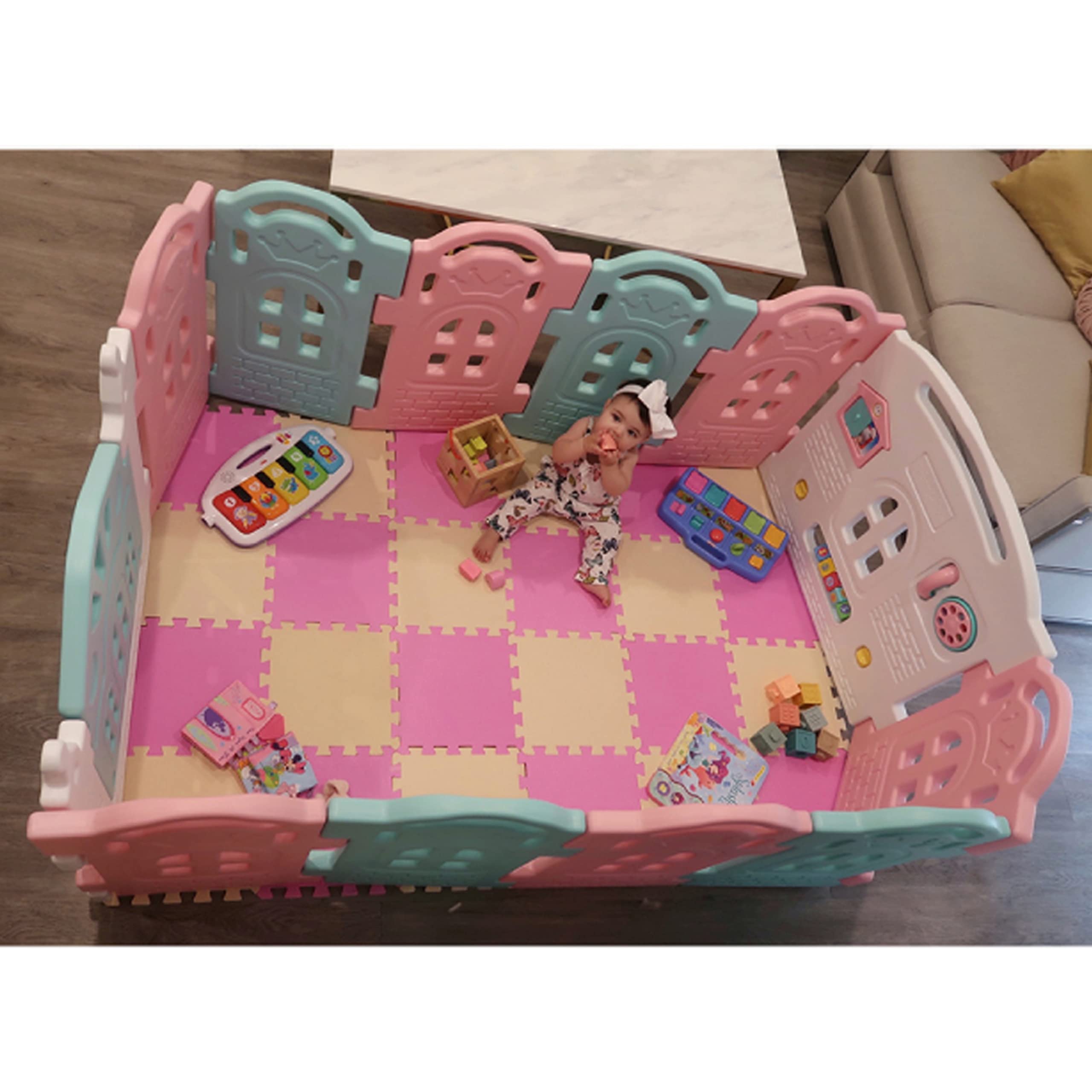 Foto 8 pulgar | Baby Playpen Dream On Me Rumi, 12 Paneles, Plegable, Color Rosa Y Azul - Venta Internacional.
