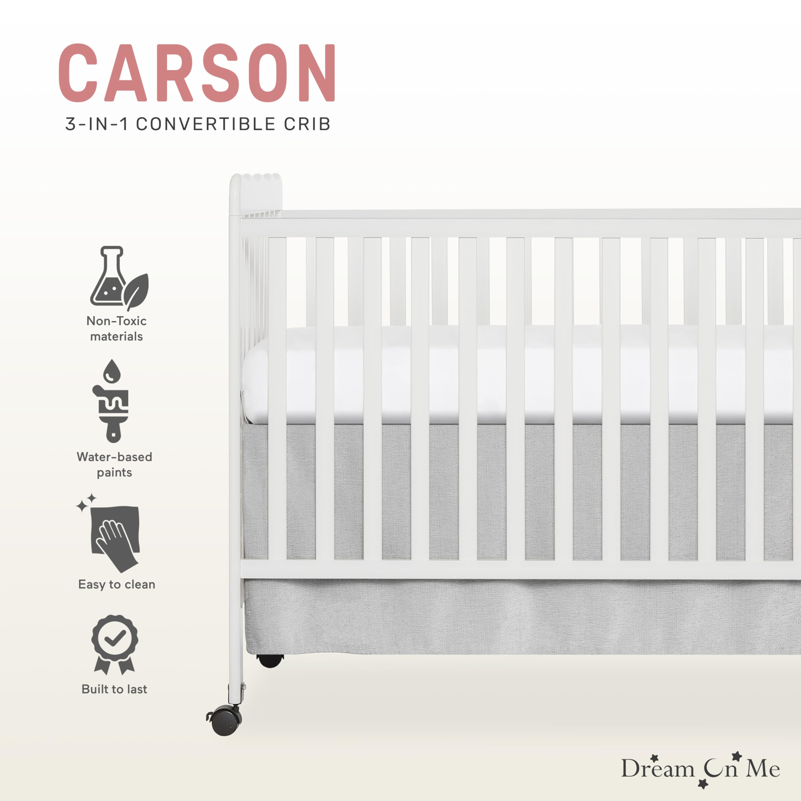 Foto 4 | Cuna Convertible Dream On Me Carson Classic 3 En 1 Blanca - Venta Internacional.