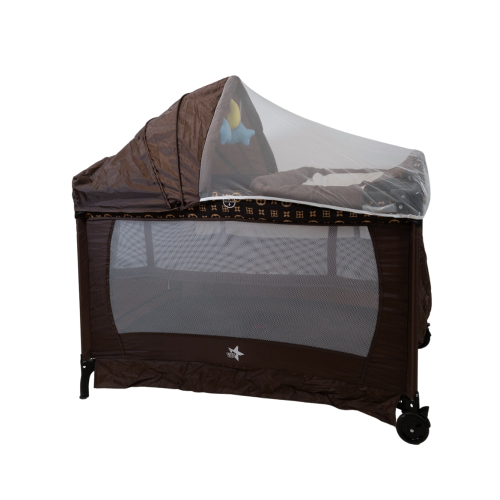 Cuna Corral Para Bebé Starkids Galaxis Portátil Mecedora Cafe Estampado $1,724
