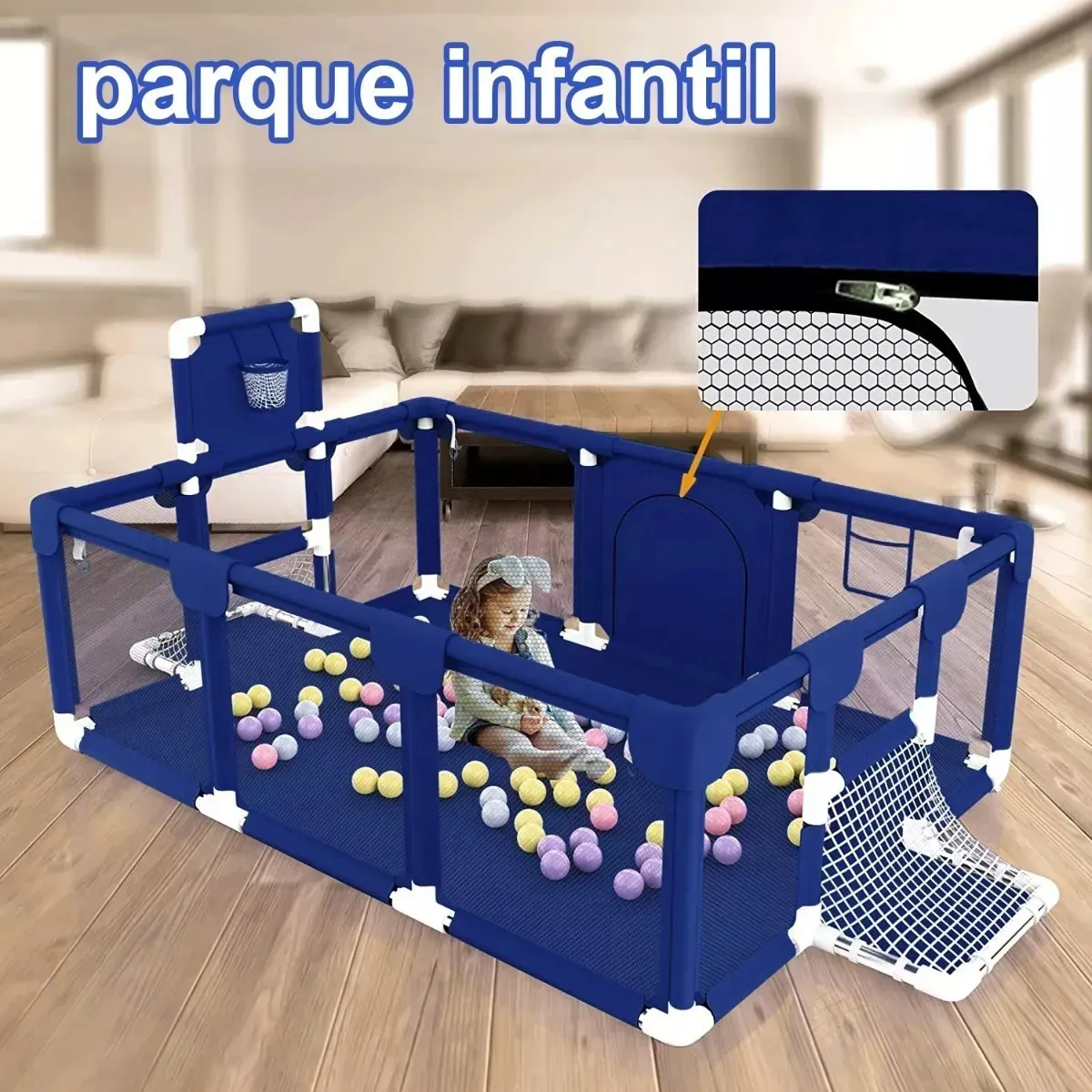 Foto 5 pulgar | ''corral Bebe Corralito Gimnasio De Juegos Infantil De Fútbol  Lab.g Azul ''