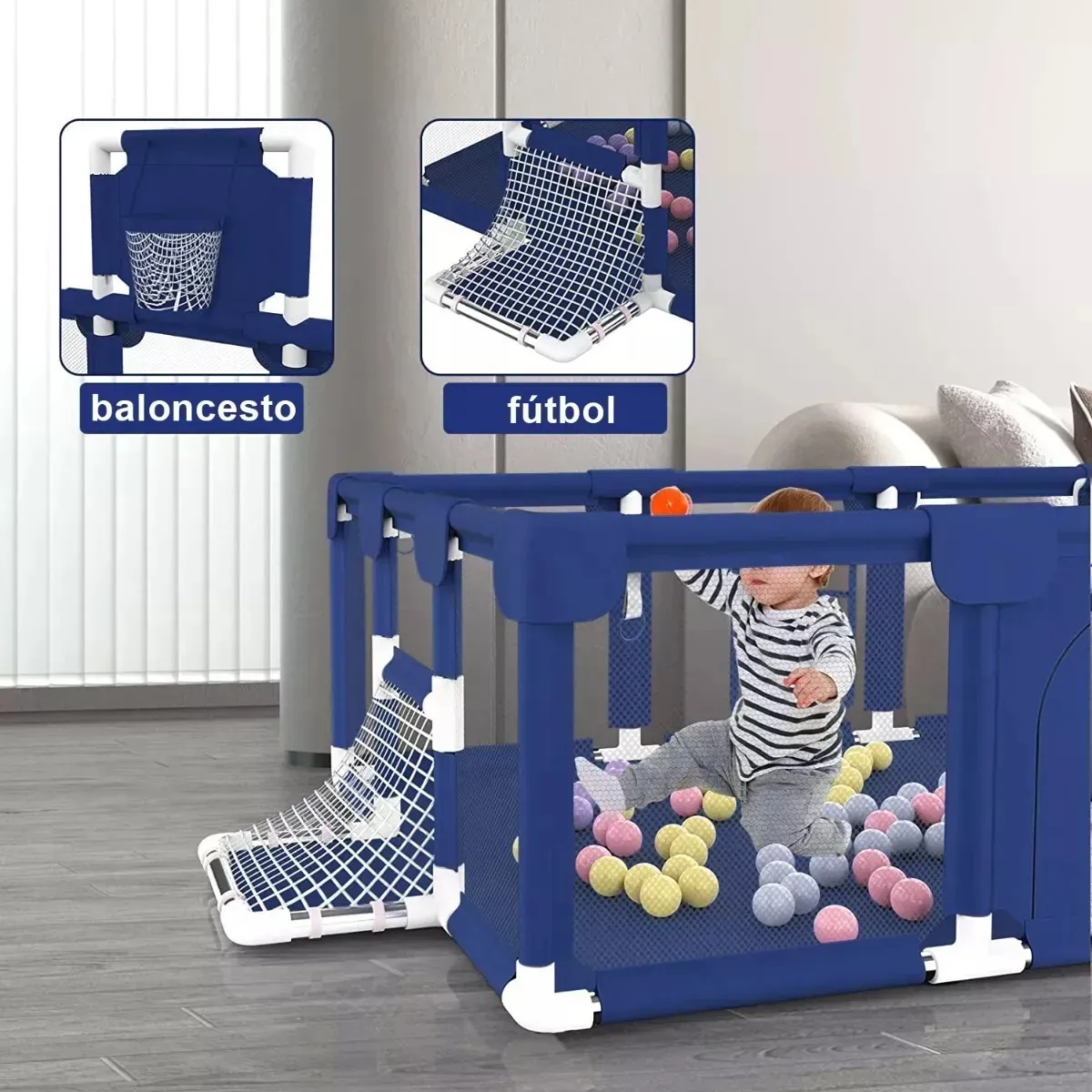 Foto 6 pulgar | ''corral Bebe Corralito Gimnasio De Juegos Infantil De Fútbol  Lab.g Azul ''