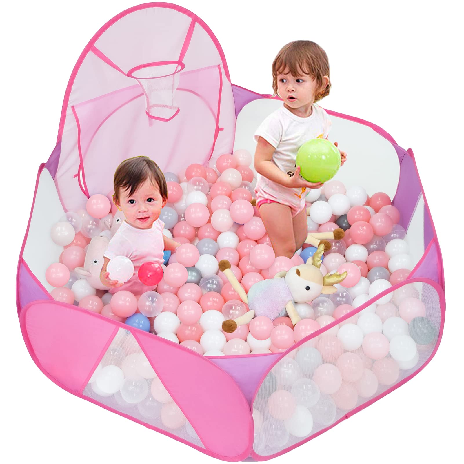 Foto 2 pulgar | Canasta De Baloncesto Eocolz Para Niños, Tamaño Grande, Con Aro De Baloncesto, 120 Cm, Color Rosa - Venta Internaciona