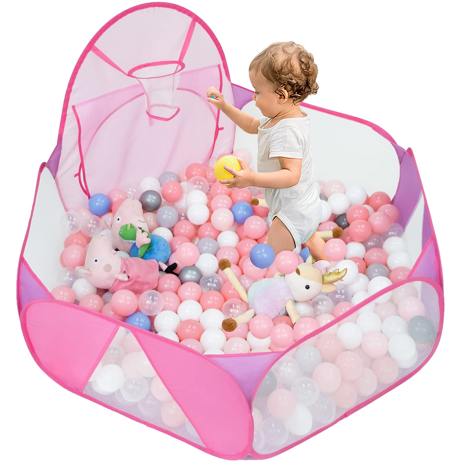 Foto 4 pulgar | Canasta De Baloncesto Eocolz Para Niños, Tamaño Grande, Con Aro De Baloncesto, 120 Cm, Color Rosa - Venta Internaciona