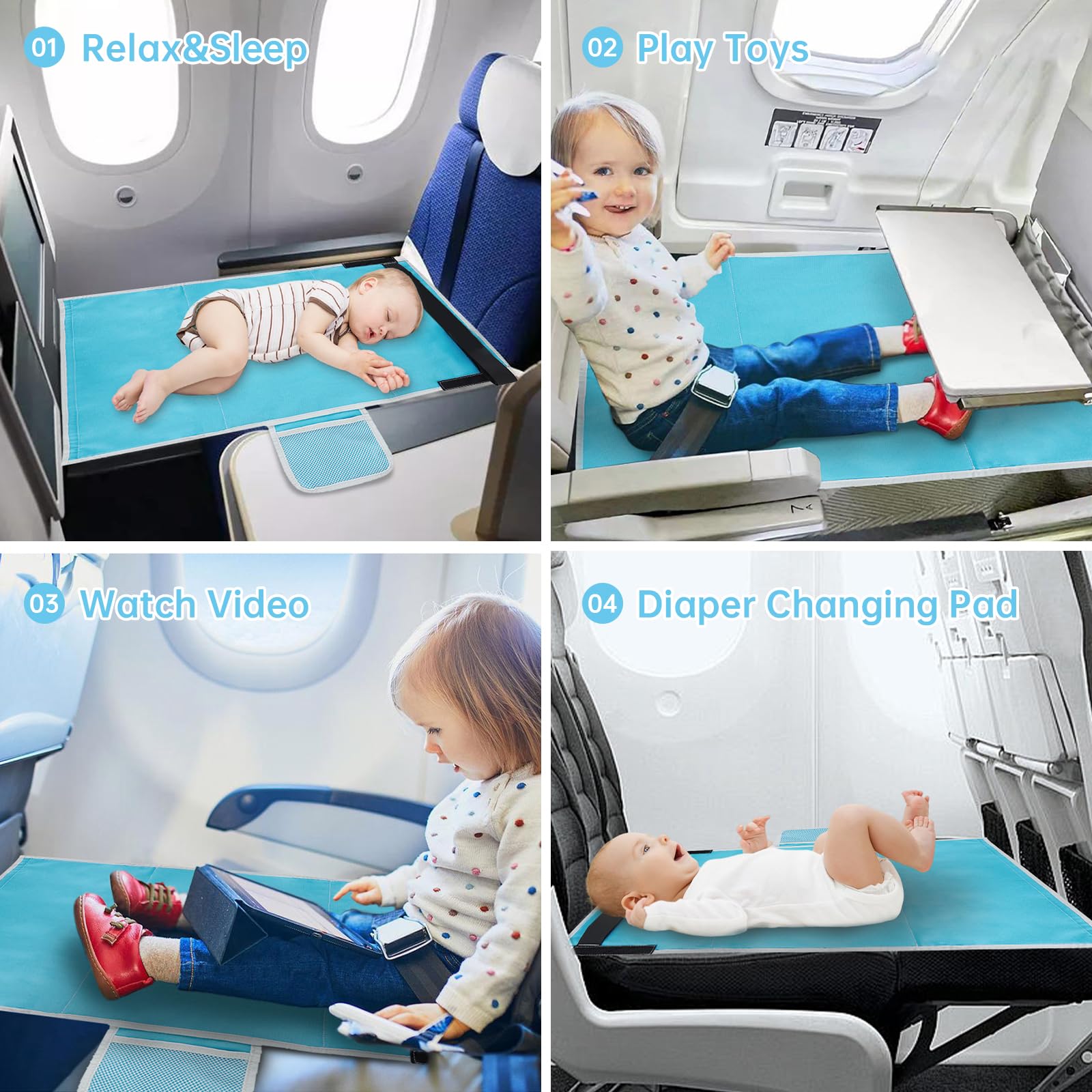 Foto 3 pulgar | Cama De Avión Fotn Para Niños Pequeños, Extensor De Asiento Para Niños, Viajes, Azul - Venta Internacional.