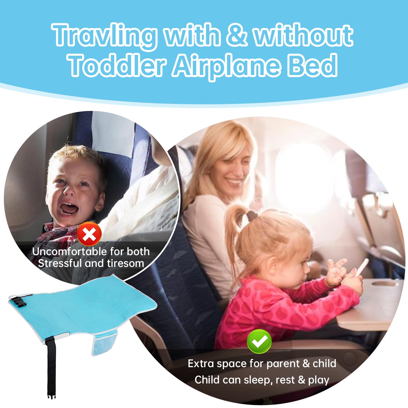 Foto 8 pulgar | Cama De Avión Fotn Para Niños Pequeños, Extensor De Asiento Para Niños, Viajes, Azul - Venta Internacional.