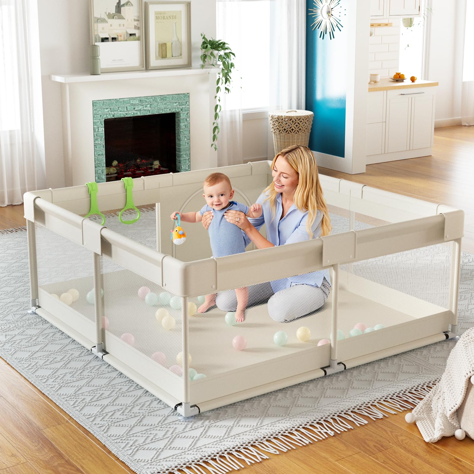 Foto 2 pulgar | Baby Playpen Fodoss Upgrade Para Bebés Y Niños Pequeños, Color Beige - Venta Internacional.