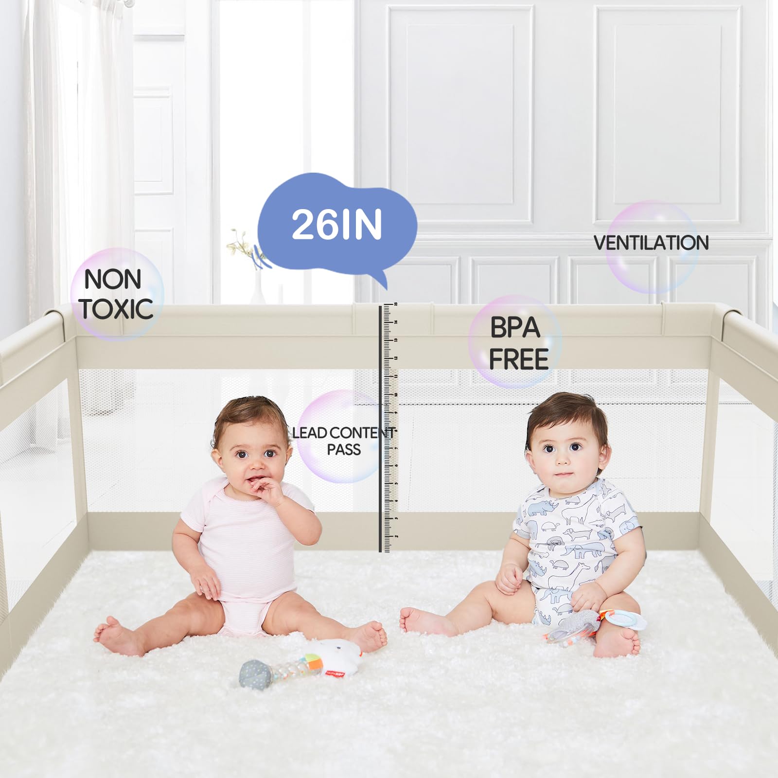 Foto 4 pulgar | Baby Playpen Fodoss Upgrade Para Bebés Y Niños Pequeños, Color Beige - Venta Internacional.