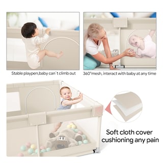 Foto 4 | Baby Playpen Fodoss Upgrade Para Bebés Y Niños Pequeños, Color Beige - Venta Internacional.