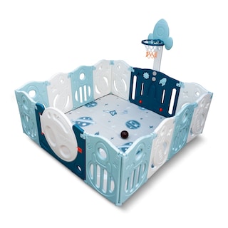 Foto 4 | Combo Corral Para Bebe Corralito Juegos Plegable Azul + Resbaladilla Y Caballito