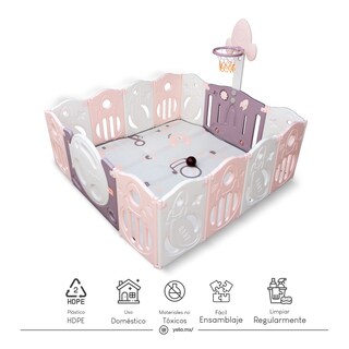 Foto 2 | Combo Corral Para Bebe Corralito Juegos Plegable Rosa + Resbaladilla