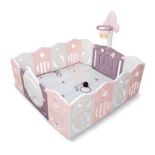 Foto 4 | Combo Corral Para Bebe Corralito Juegos Plegable Rosa + Resbaladilla