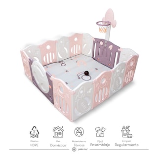 Foto 2 | Combo Corral Para Bebe Corralito Juegos Plegable Rosa + Resbaladilla Y Caballito
