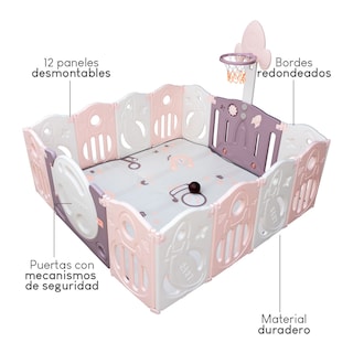 Foto 3 | Combo Corral Para Bebe Corralito Juegos Plegable Rosa + Resbaladilla Y Caballito