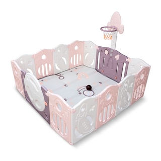 Foto 4 | Combo Corral Para Bebe Corralito Juegos Plegable Rosa + Resbaladilla Y Caballito