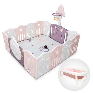 Foto 1 | Combo Corral Para Bebe Corralito Juegos Plegable Rosa + Bañera Infantil