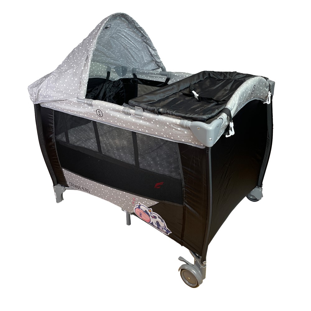 Cuna De Viaje K500 Star Negra Tk Dos Niveles