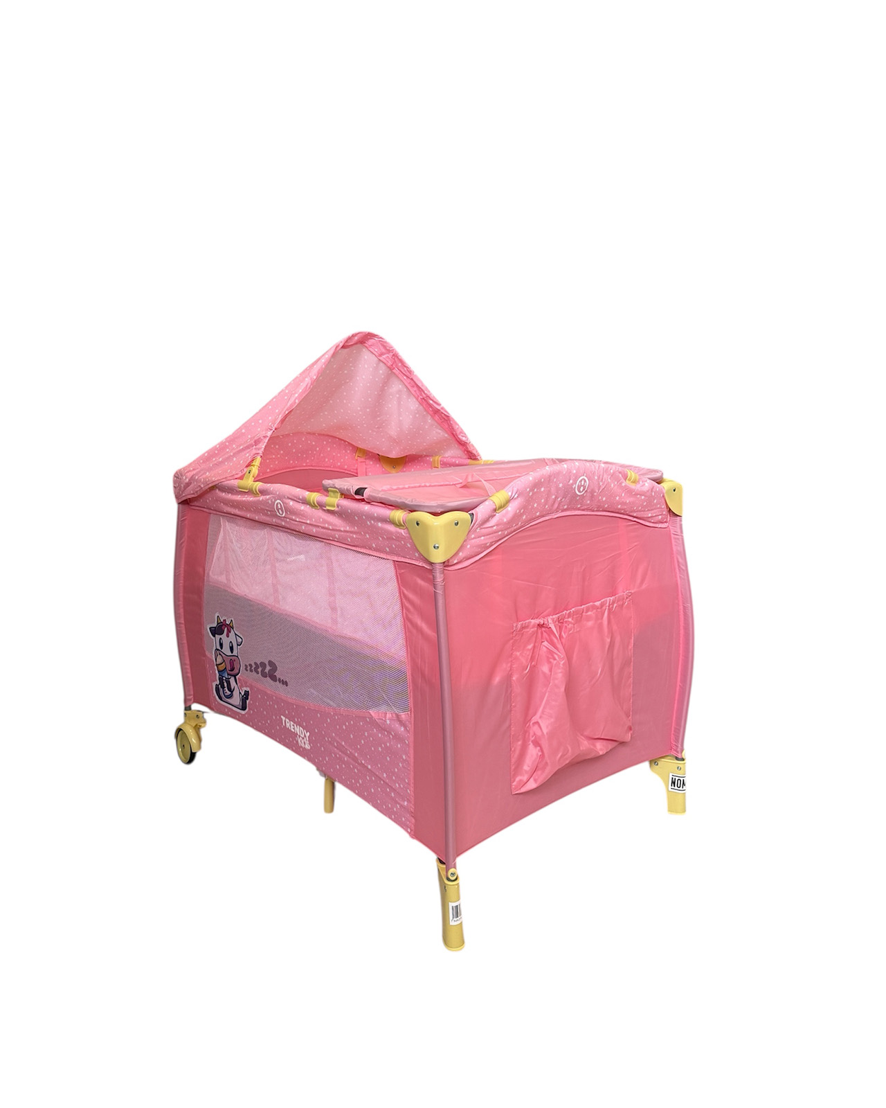 Cuna De Viaje K500 Vaquita Rosa Tk Dos Niveles