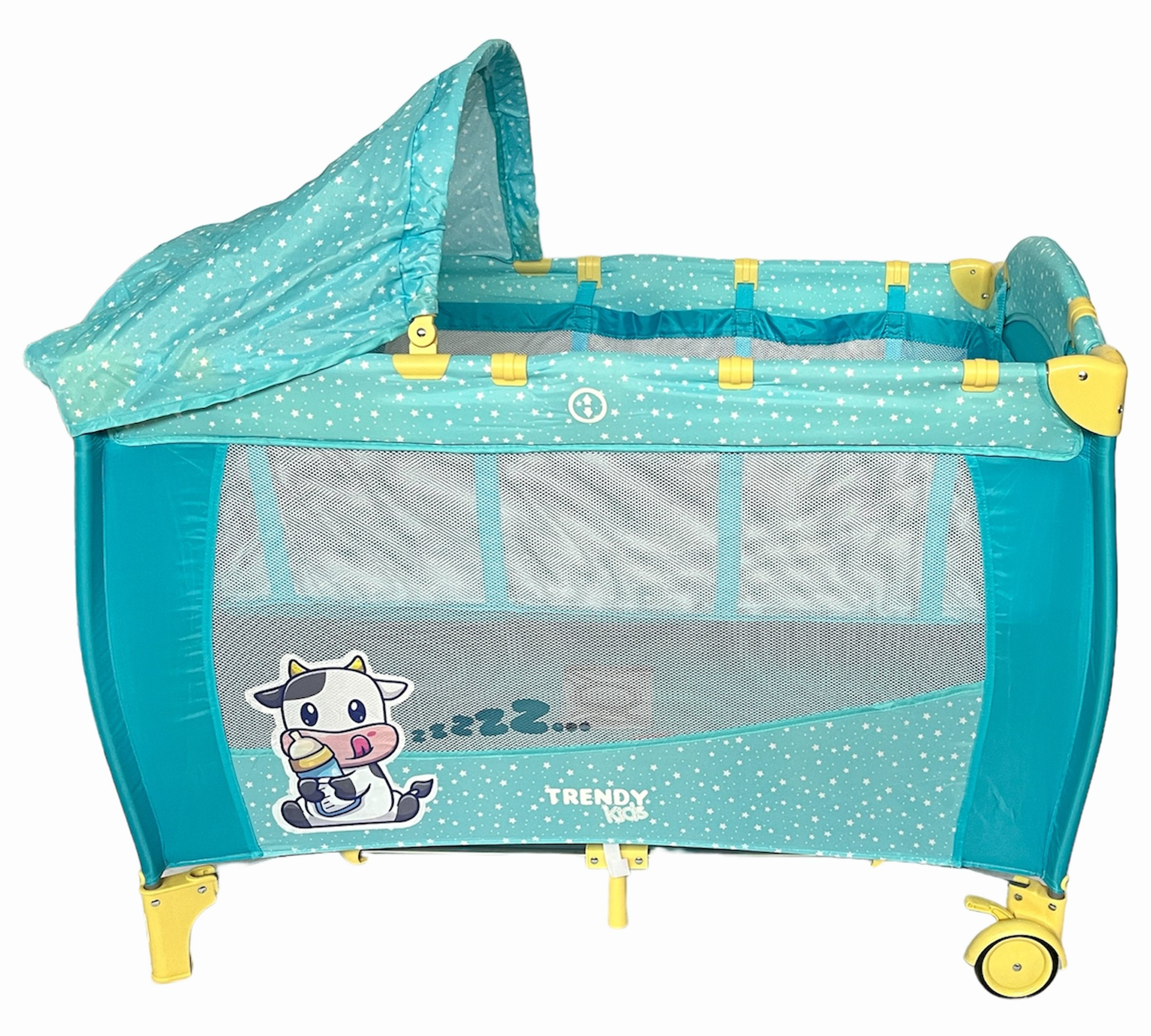 Cuna De Viaje K500 Vaquita Azul Tk Dos Niveles