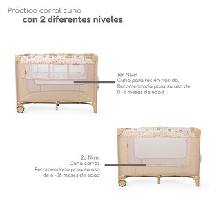 Foto 3 | Cuna Corral Plegable Con Cambiador Y Dos Niveles D´bebe - Beige